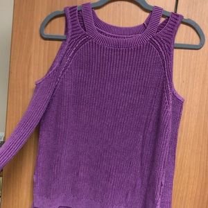 Purple cold shoulder sweater